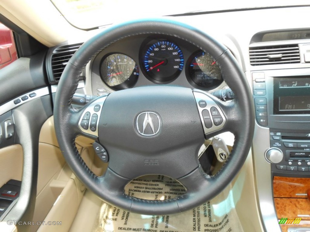 2005 Acura TL 3.2 Parchment Steering Wheel Photo #69068597