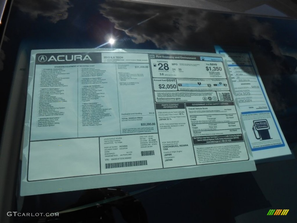 2013 Acura ILX 2.0L Technology Window Sticker Photo #69069470