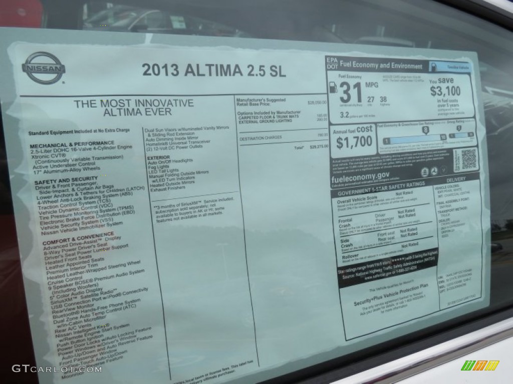 2013 Nissan Altima 2.5 SL Window Sticker Photo #69072056