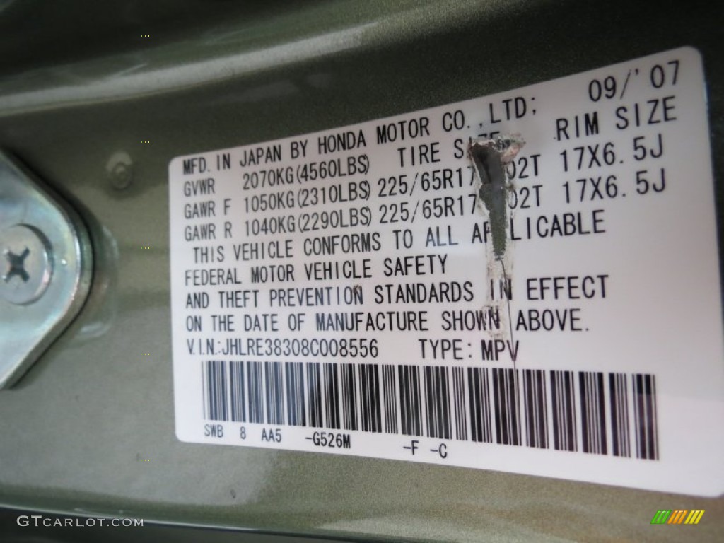 2008 CR-V LX - Green Tea Metallic / Ivory photo #23