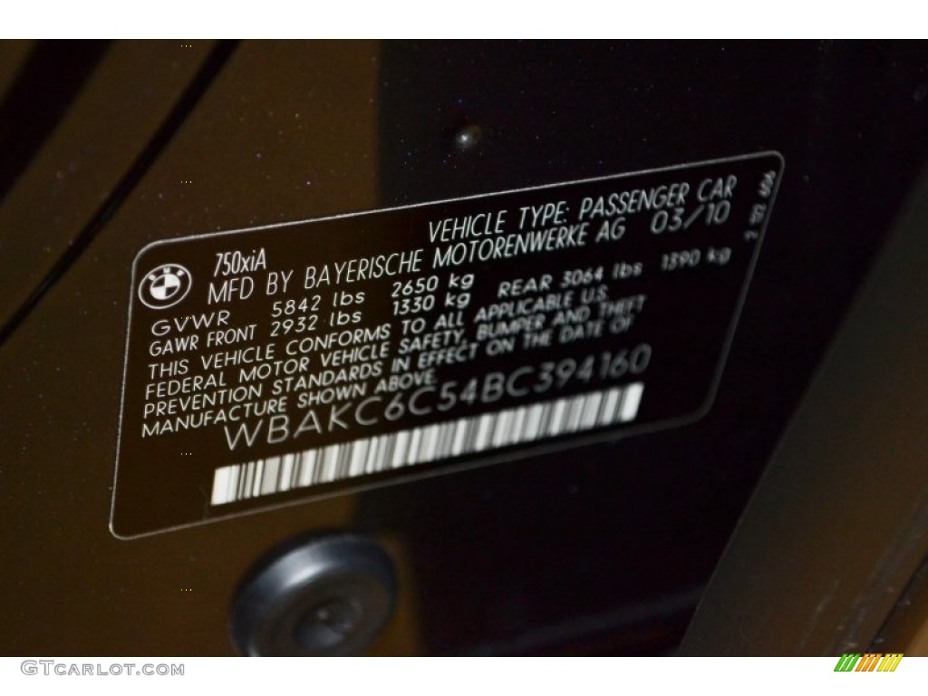 2011 7 Series 750i xDrive Sedan - Dark Graphite Metallic / Black photo #10
