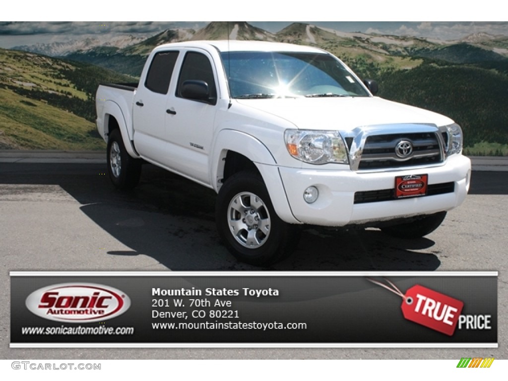 2010 Tacoma V6 SR5 Double Cab 4x4 - Super White / Graphite photo #1