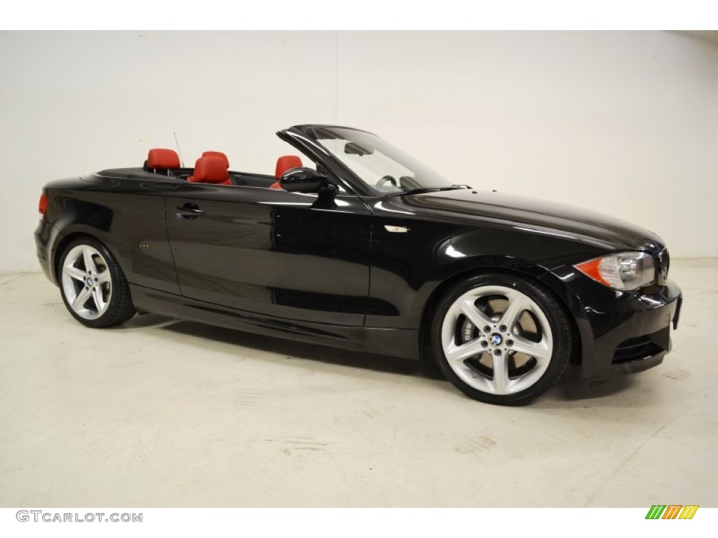 2008 1 Series 135i Convertible - Jet Black / Coral Red photo #2