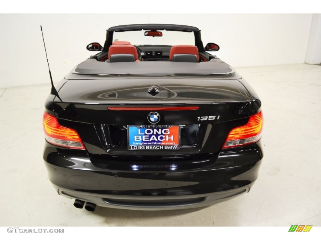2008 1 Series 135i Convertible - Jet Black / Coral Red photo #6