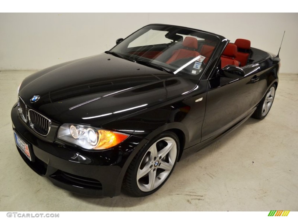 2008 1 Series 135i Convertible - Jet Black / Coral Red photo #7