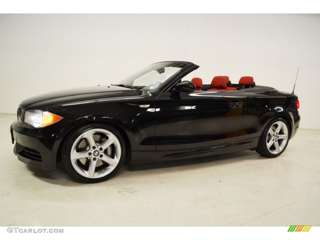 2008 1 Series 135i Convertible - Jet Black / Coral Red photo #8