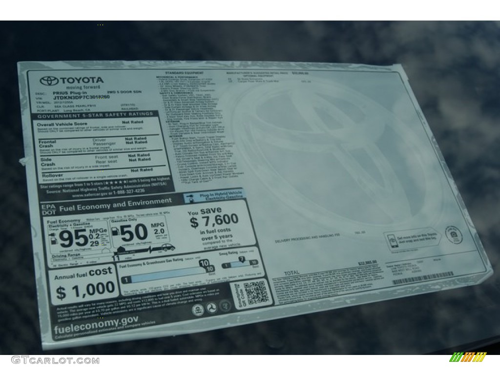 2012 Toyota Prius Plug-in Hybrid Window Sticker Photo #69078978