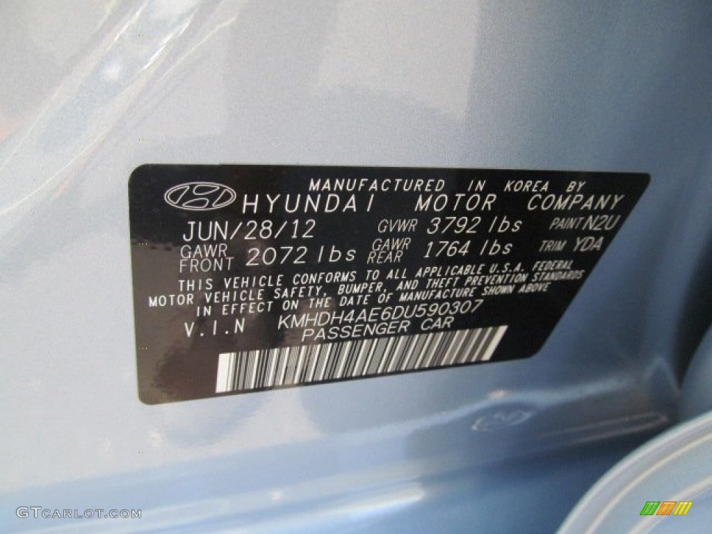 2013 Elantra Limited - Blue Sky Metallic / Beige photo #10