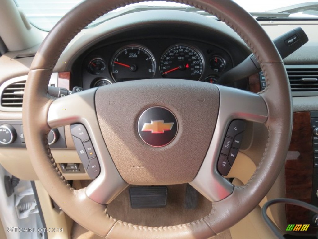 2010 Chevrolet Silverado 2500HD LTZ Crew Cab 4x4 Light Cashmere/Dark Cashmere Steering Wheel Photo #69081710