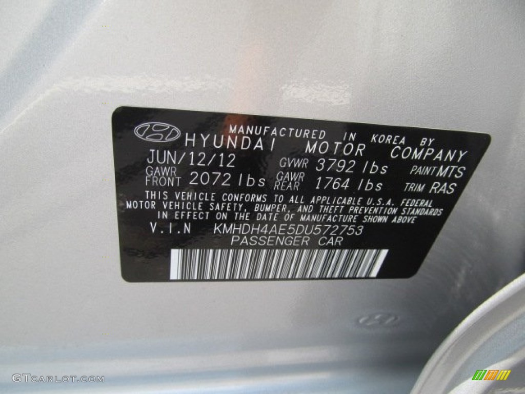 2013 Elantra GLS - Shimmering Air Silver / Gray photo #10