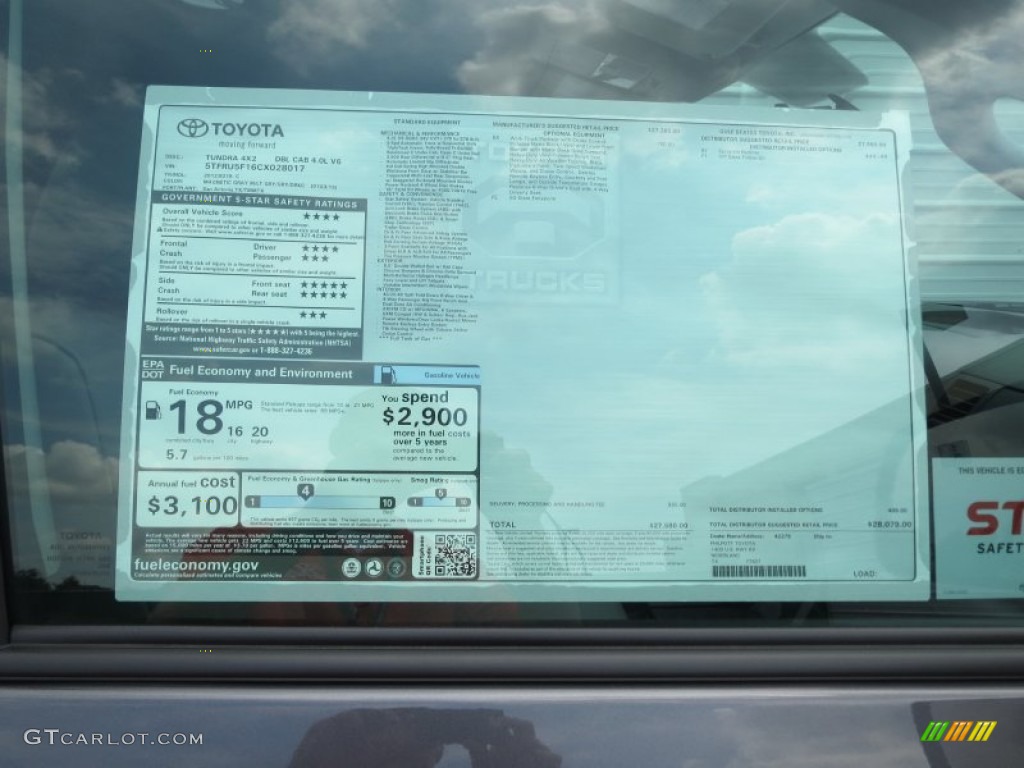 2012 Toyota Tundra Double Cab Window Sticker Photo #69085022