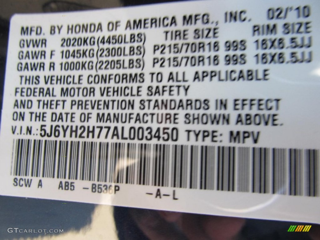 2010 Element Color Code B536P for Royal Blue Pearl Photo #69086264