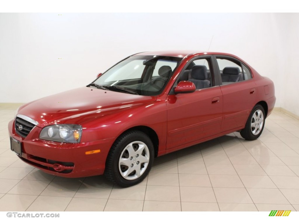 2004 Elantra GLS Sedan - Crimson Dark Red / Dark Gray photo #3