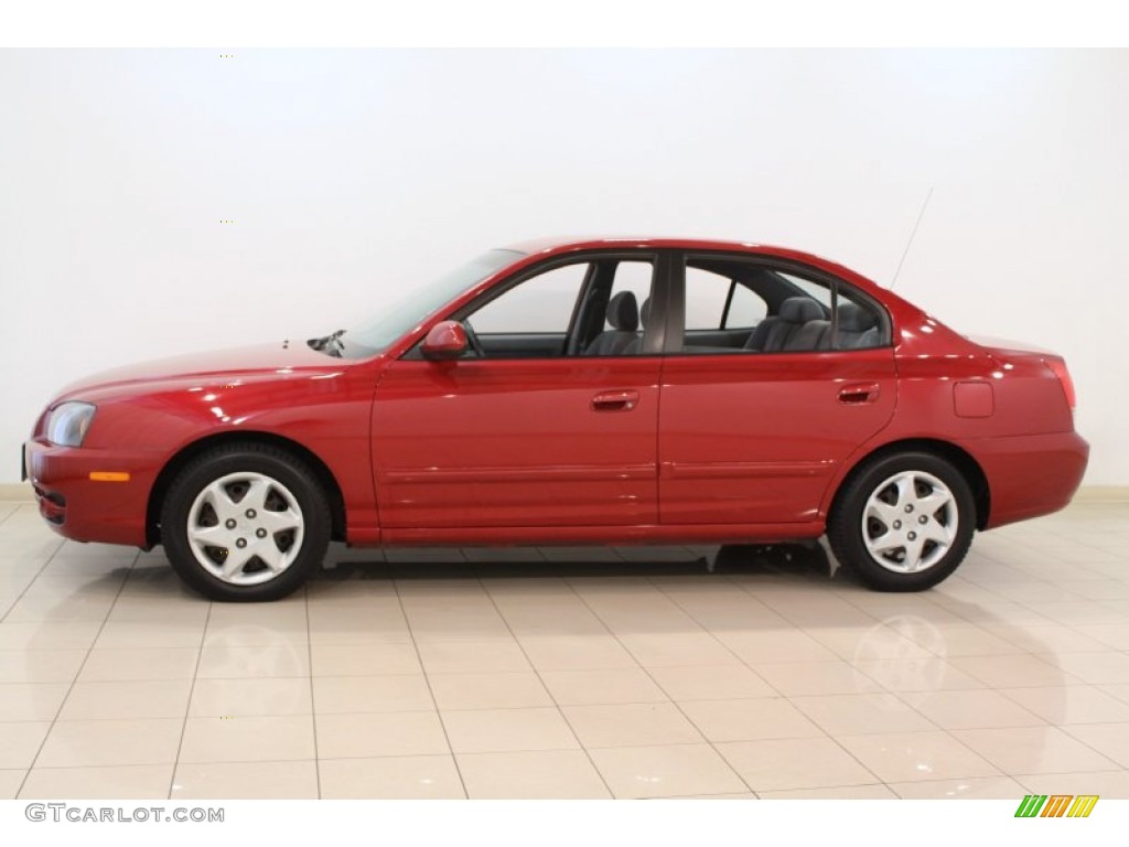 2004 Elantra GLS Sedan - Crimson Dark Red / Dark Gray photo #4