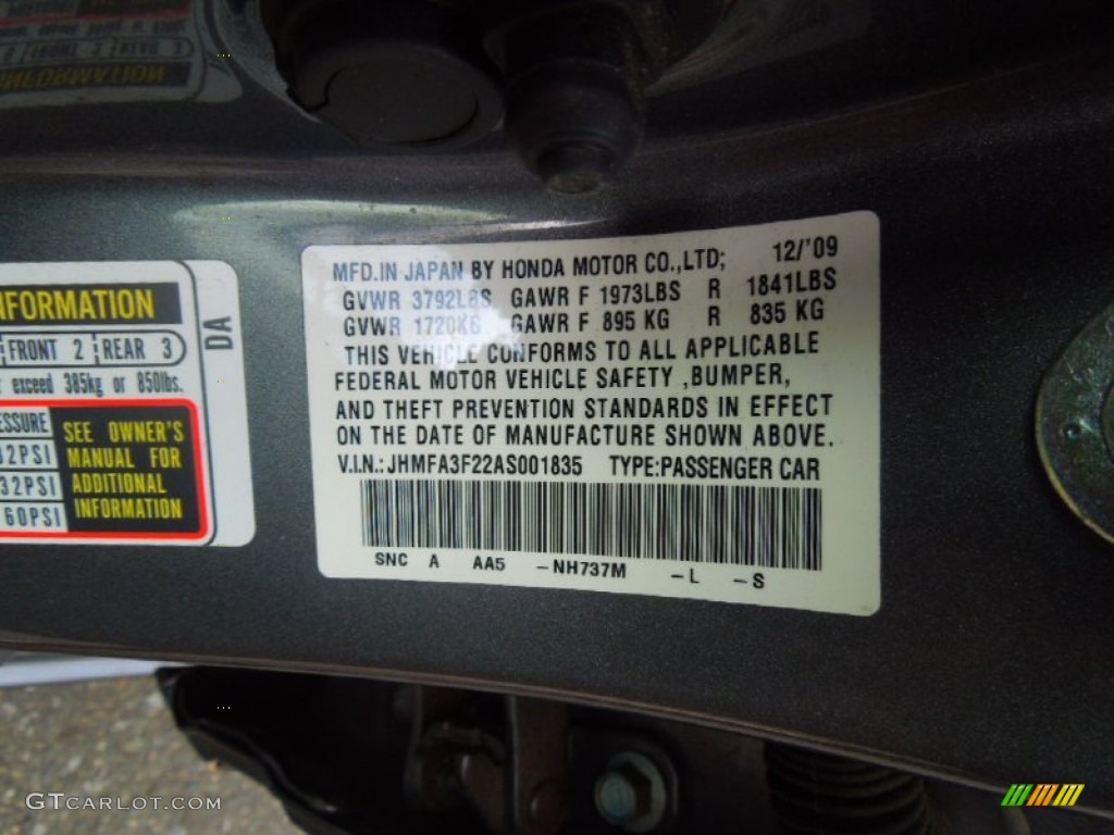 2010 Civic Color Code NH737M for Polished Metal Metallic Photo #69095315