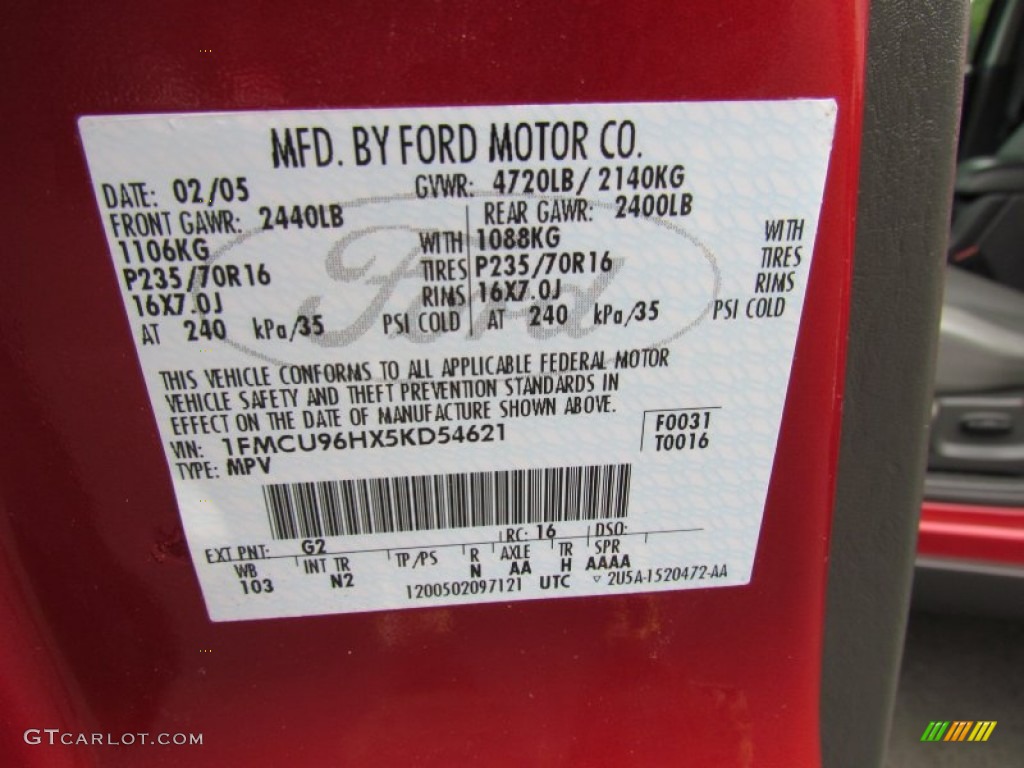 2005 Escape Hybrid 4WD - Redfire Metallic / Medium/Dark Flint Grey photo #18
