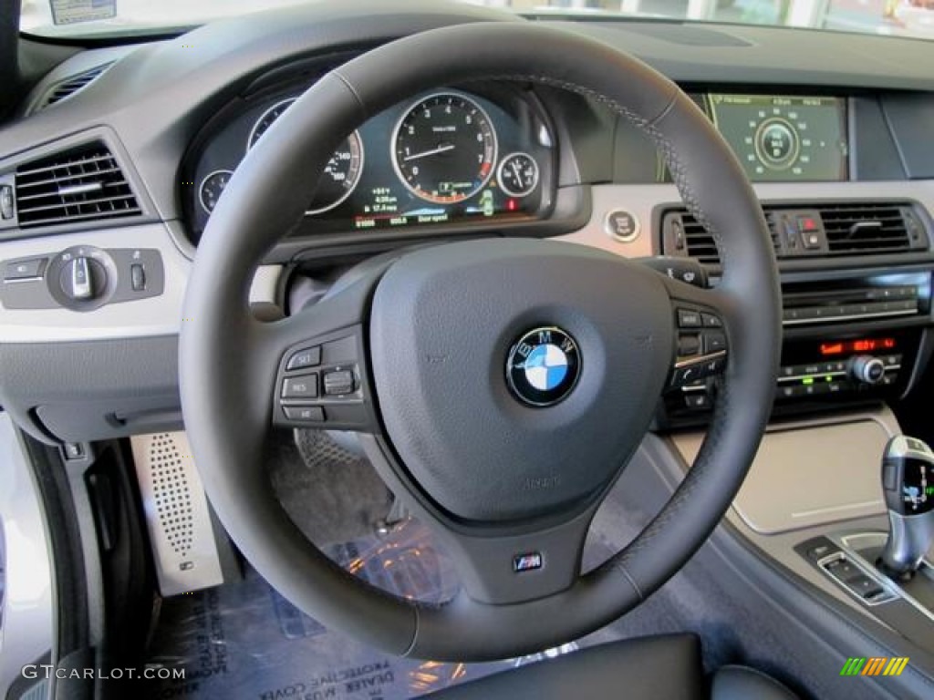 2012 BMW 5 Series 550i Sedan Black Steering Wheel Photo #69101249