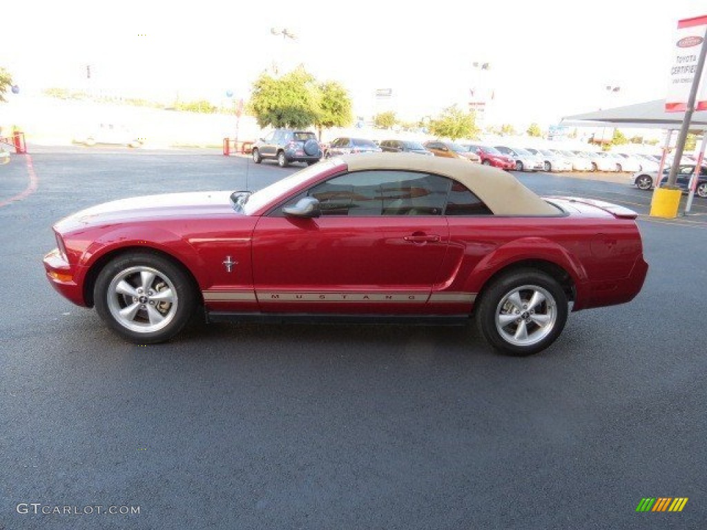 2008 Mustang V6 Premium Convertible - Dark Candy Apple Red / Medium Parchment photo #4