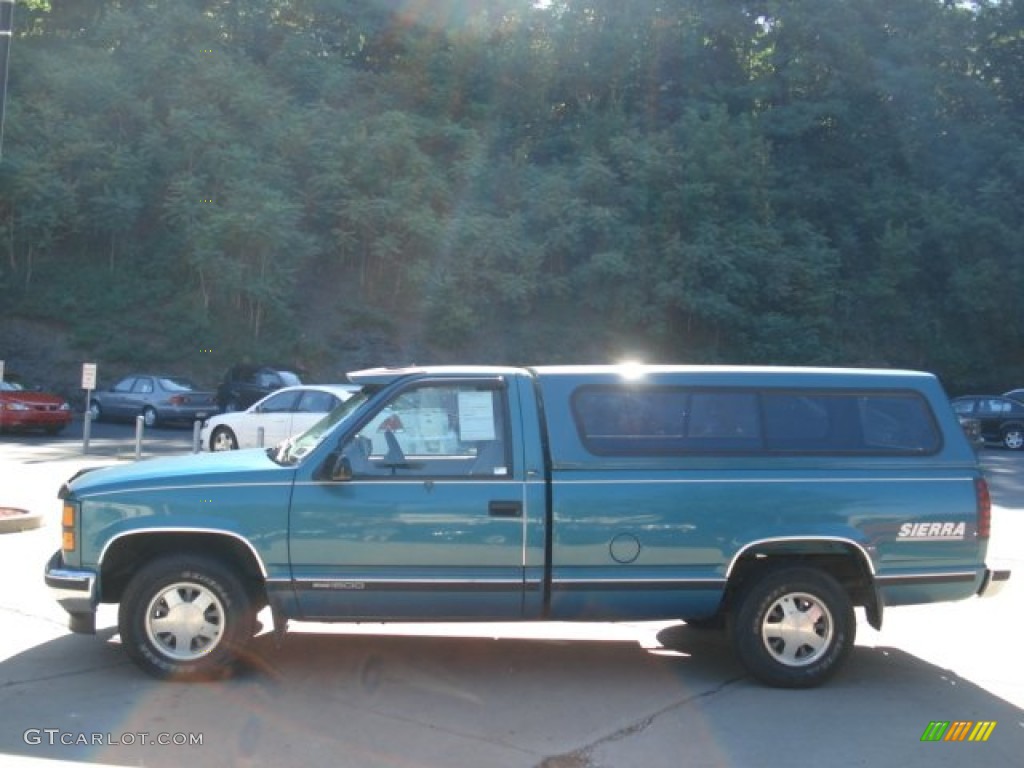 1998 Sierra 1500 SLE Regular Cab - Laguna Green Metallic / Pewter photo #1
