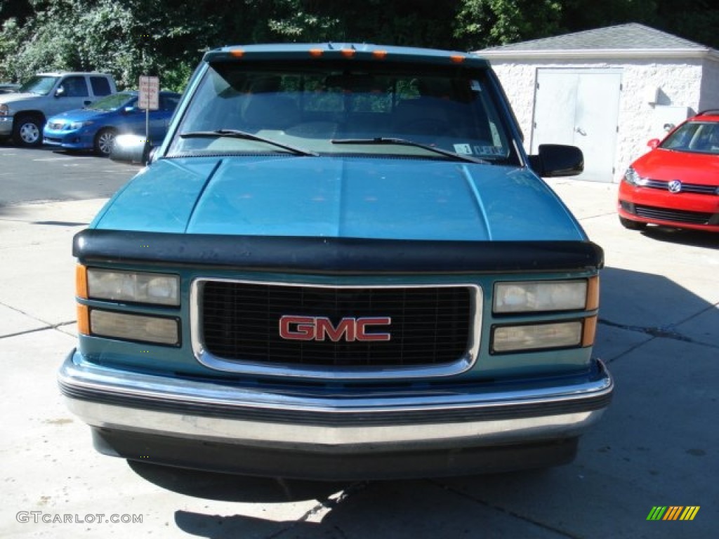 1998 Sierra 1500 SLE Regular Cab - Laguna Green Metallic / Pewter photo #3