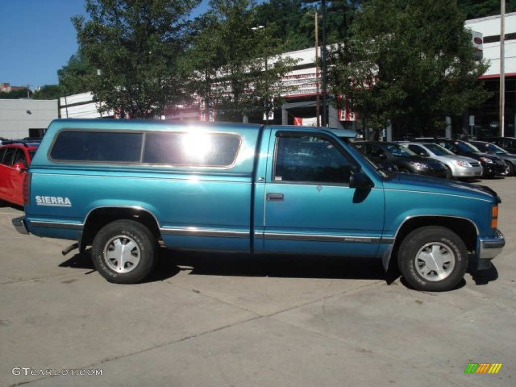 1998 Sierra 1500 SLE Regular Cab - Laguna Green Metallic / Pewter photo #5
