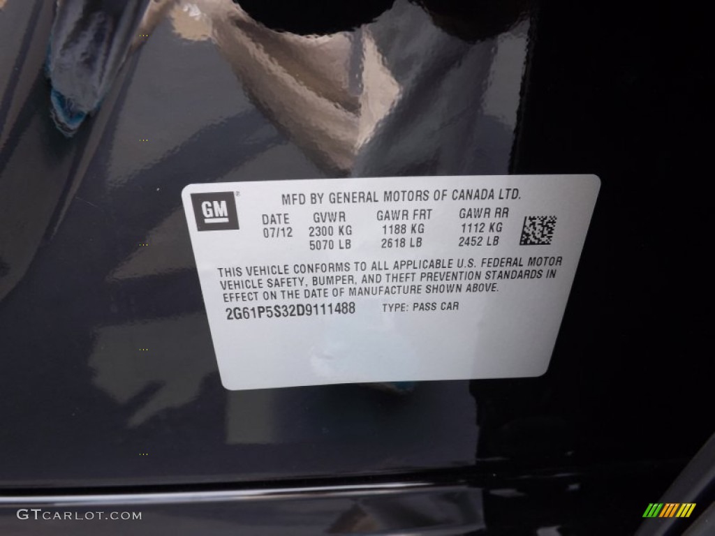 2013 Cadillac XTS Luxury FWD Info Tag Photo #69102998