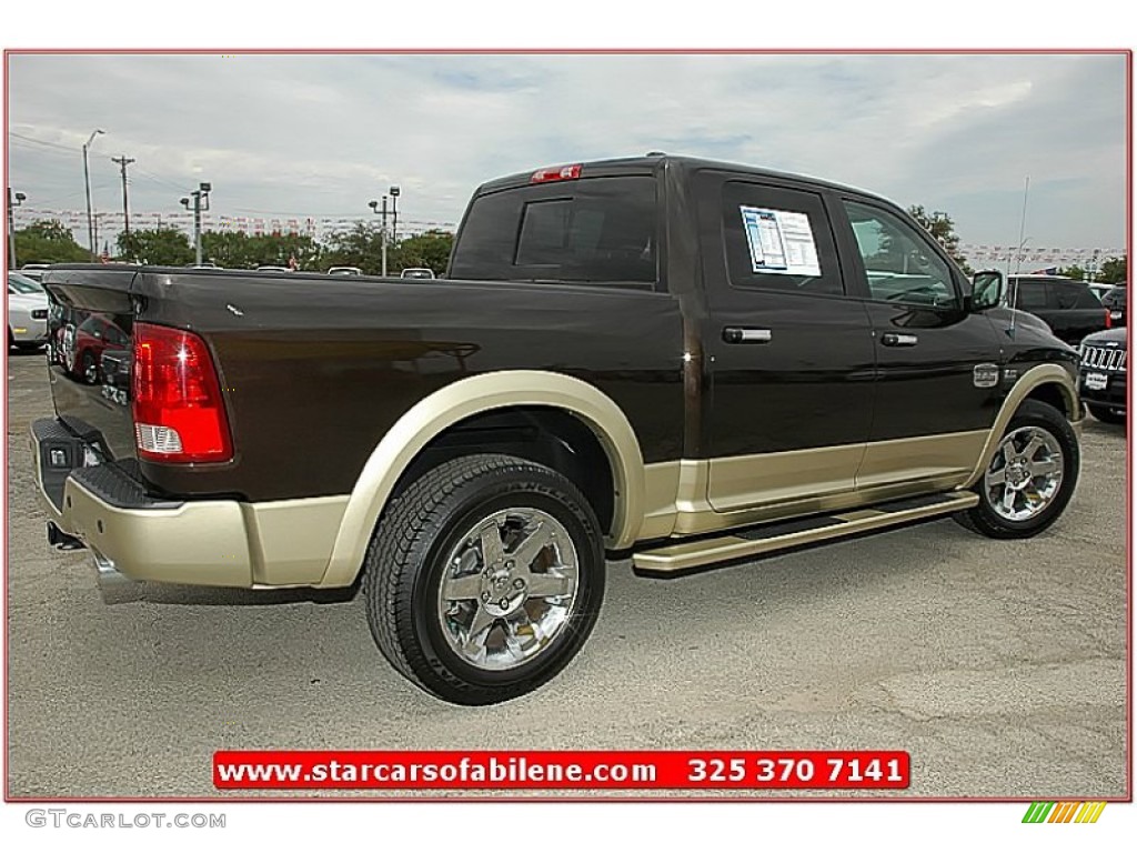 2011 Ram 1500 Laramie Longhorn Crew Cab 4x4 - Rugged Brown Pearl / Light Pebble Beige/Bark Brown photo #11