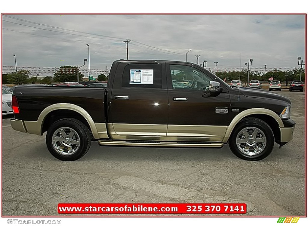 2011 Ram 1500 Laramie Longhorn Crew Cab 4x4 - Rugged Brown Pearl / Light Pebble Beige/Bark Brown photo #12