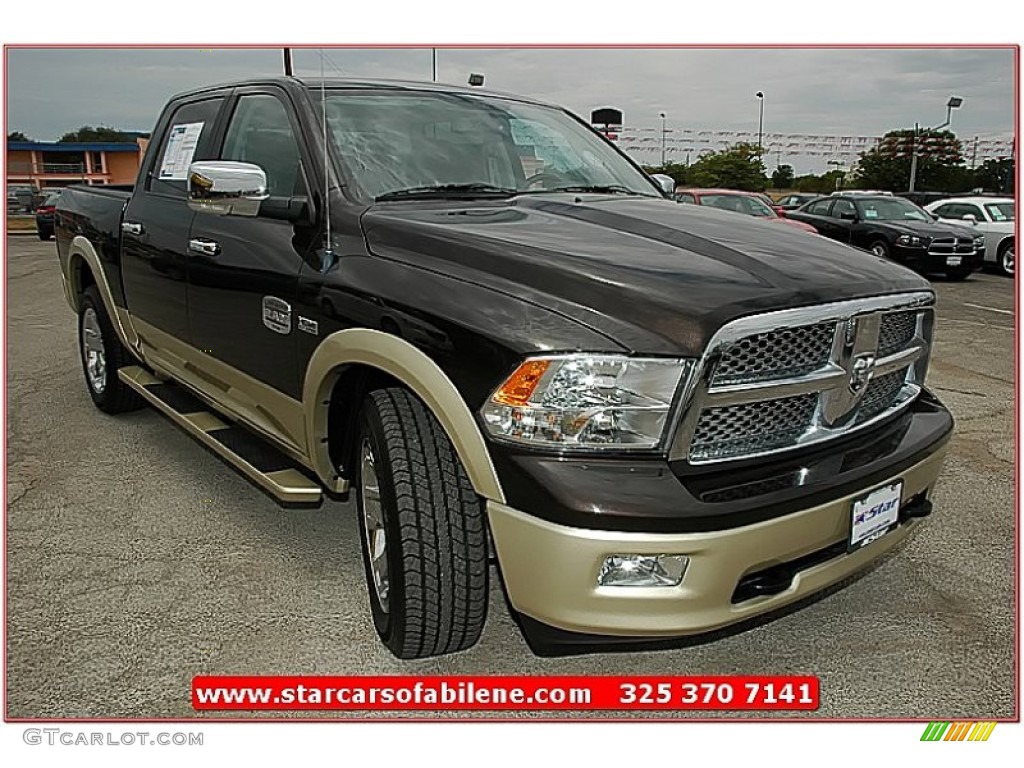 2011 Ram 1500 Laramie Longhorn Crew Cab 4x4 - Rugged Brown Pearl / Light Pebble Beige/Bark Brown photo #13