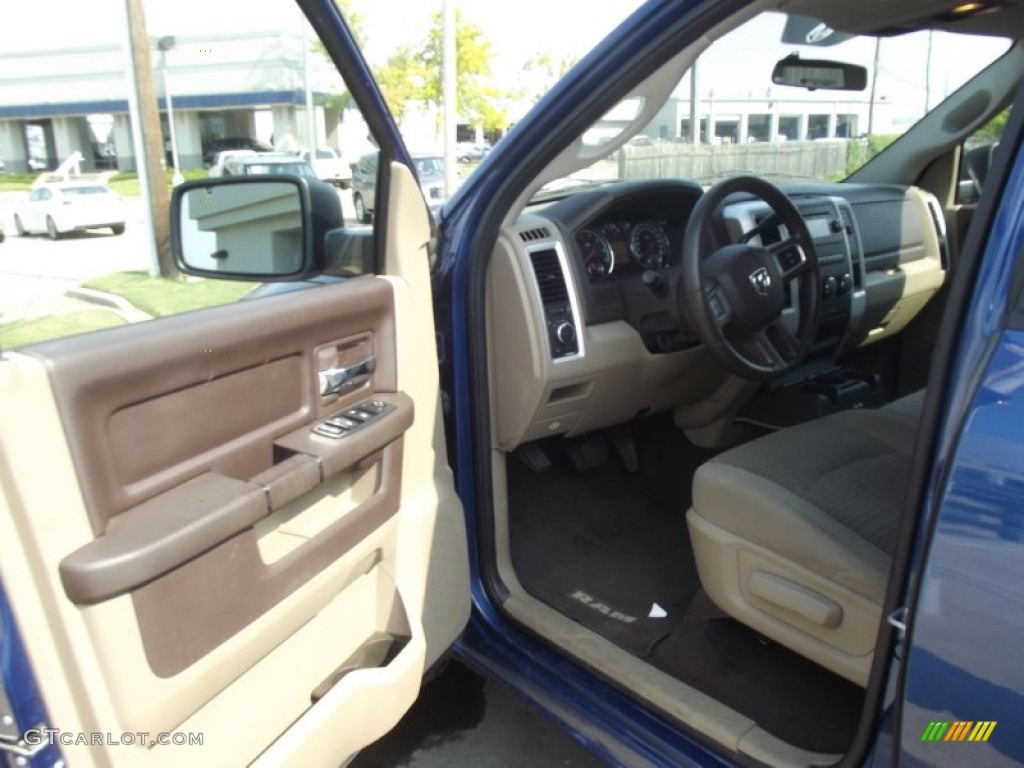 2010 Ram 1500 SLT Quad Cab - Deep Water Blue Pearl / Light Pebble Beige/Bark Brown photo #7