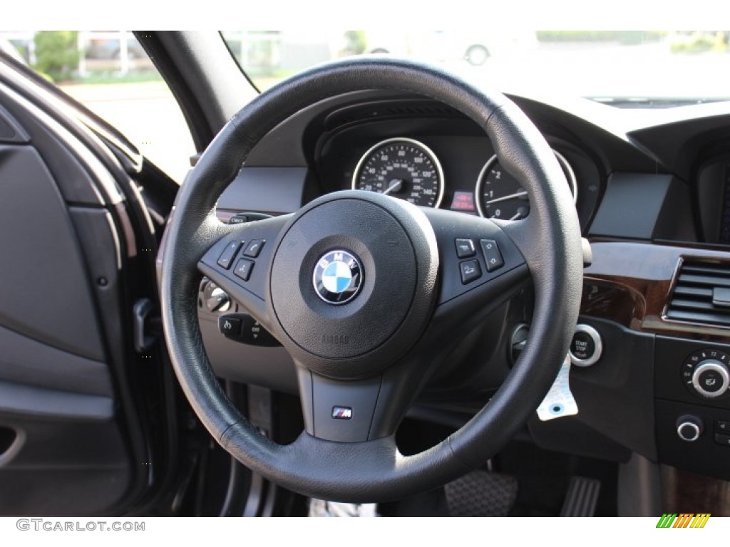 2010 BMW 5 Series 528i xDrive Sedan Black Steering Wheel Photo #69114917