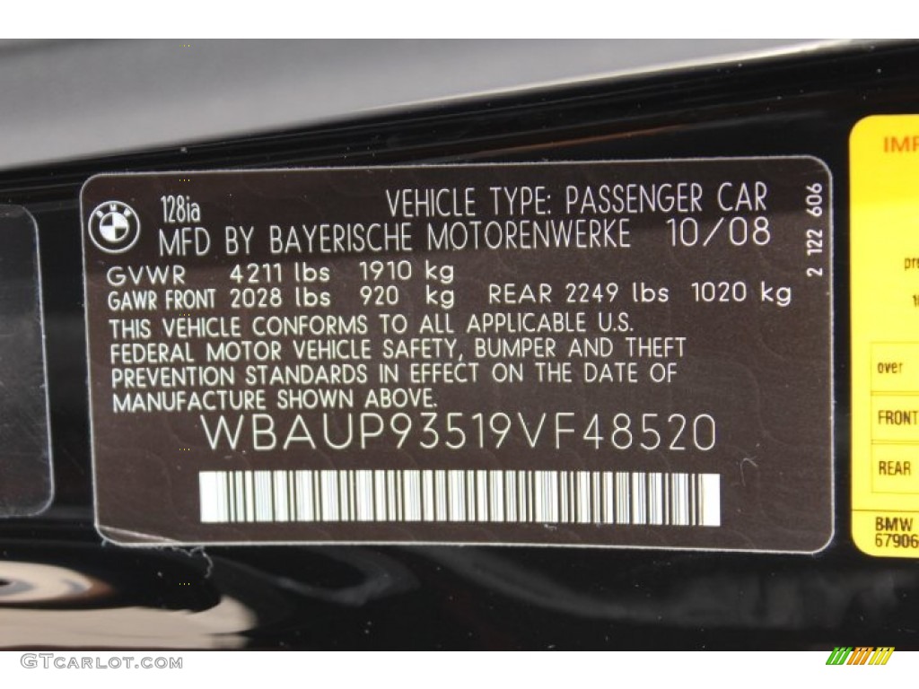 2009 1 Series 128i Coupe - Jet Black / Black photo #32