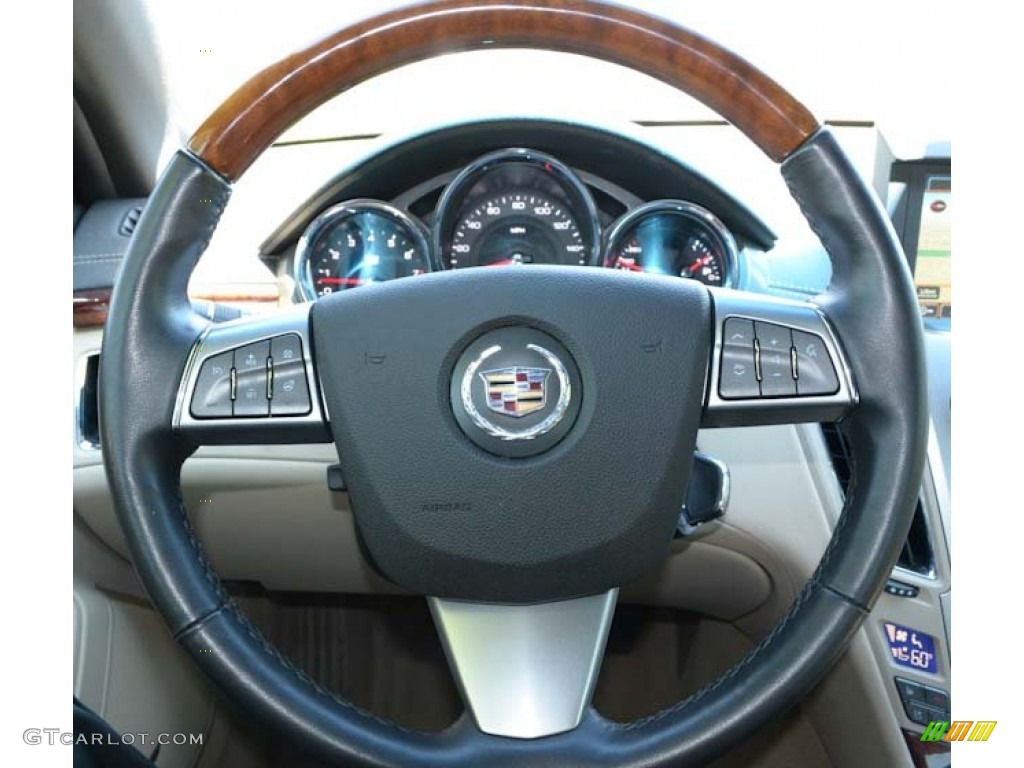 2011 Cadillac CTS Coupe Cashmere/Cocoa Steering Wheel Photo #69119132