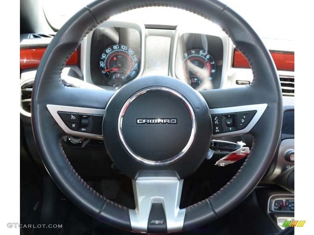 2010 Chevrolet Camaro SS/RS Coupe Black/Inferno Orange Steering Wheel Photo #69119489