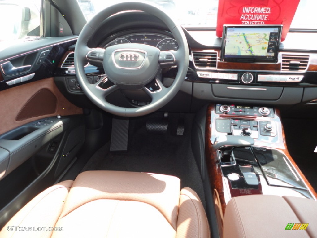 2013 Audi A8 L 3.0T quattro Nougat Brown Dashboard Photo #69120452