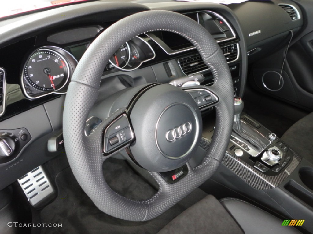 2013 Audi RS 5 4.2 FSI quattro Coupe Black Fine Nappa Leather/Black Alcantara Inserts Steering Wheel Photo #69120964