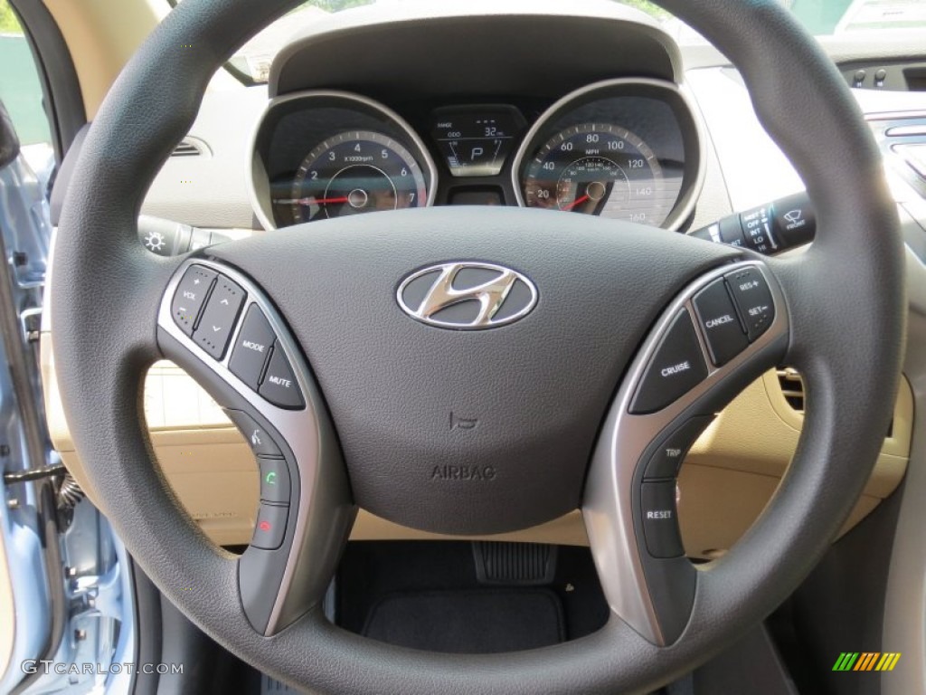 2013 Elantra GLS - Blue Sky Metallic / Beige photo #28
