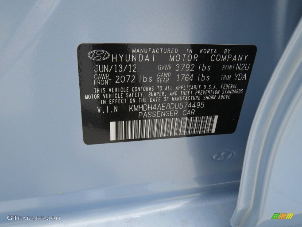 2013 Elantra GLS - Blue Sky Metallic / Beige photo #31
