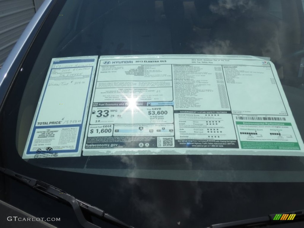 2013 Elantra GLS - Blue Sky Metallic / Beige photo #32