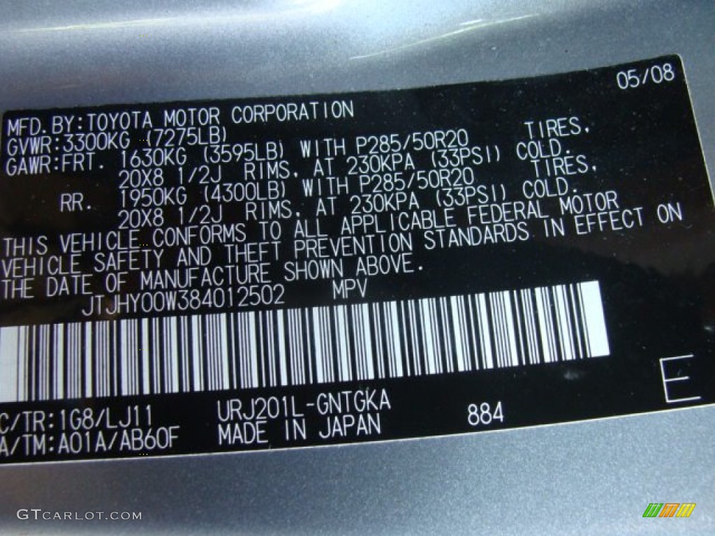2008 Lexus LX 570 Color Code Photos
