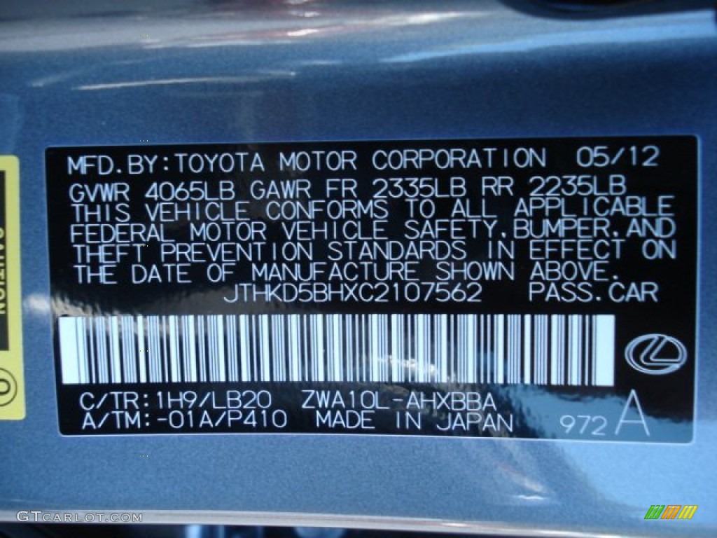 2012 CT 200h Hybrid Premium - Nebula Gray Pearl / Black photo #20