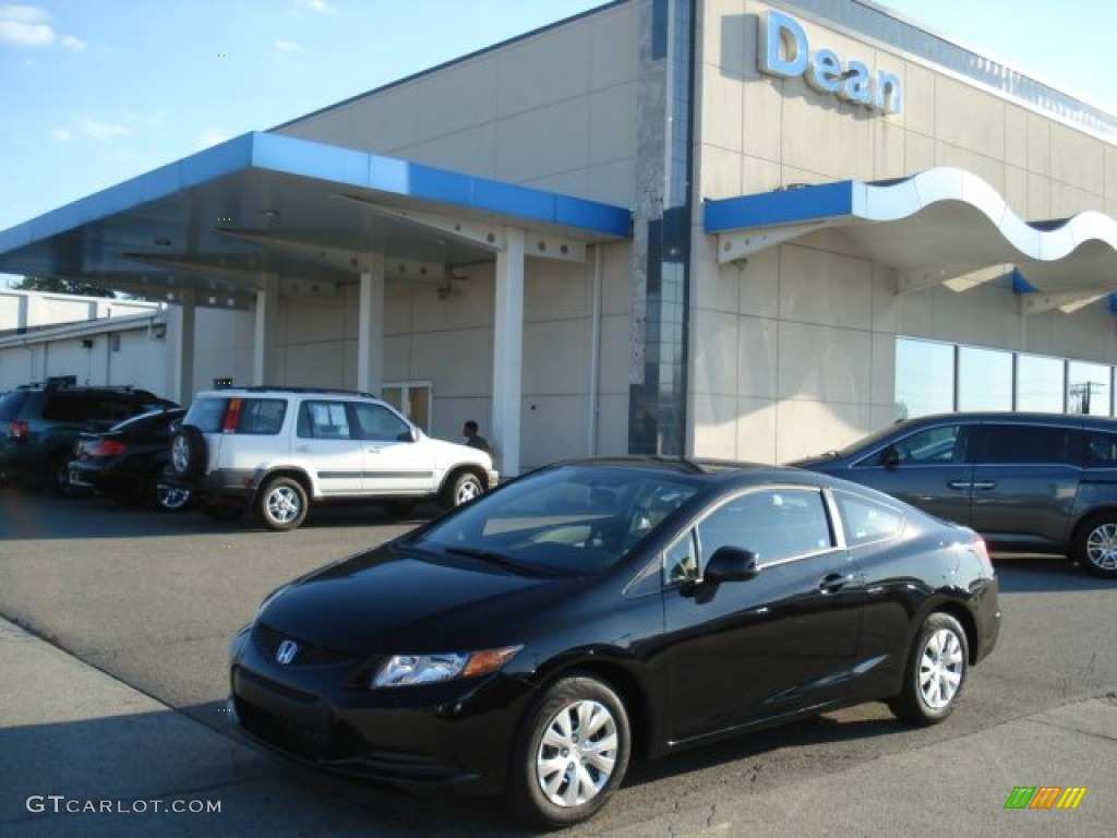 2012 Civic LX Coupe - Crystal Black Pearl / Gray photo #1