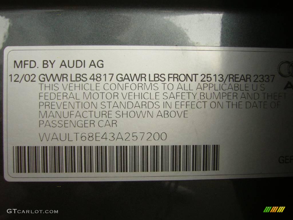 2003 A4 3.0 quattro Sedan - Dolphin Gray Pearl / Beige photo #26
