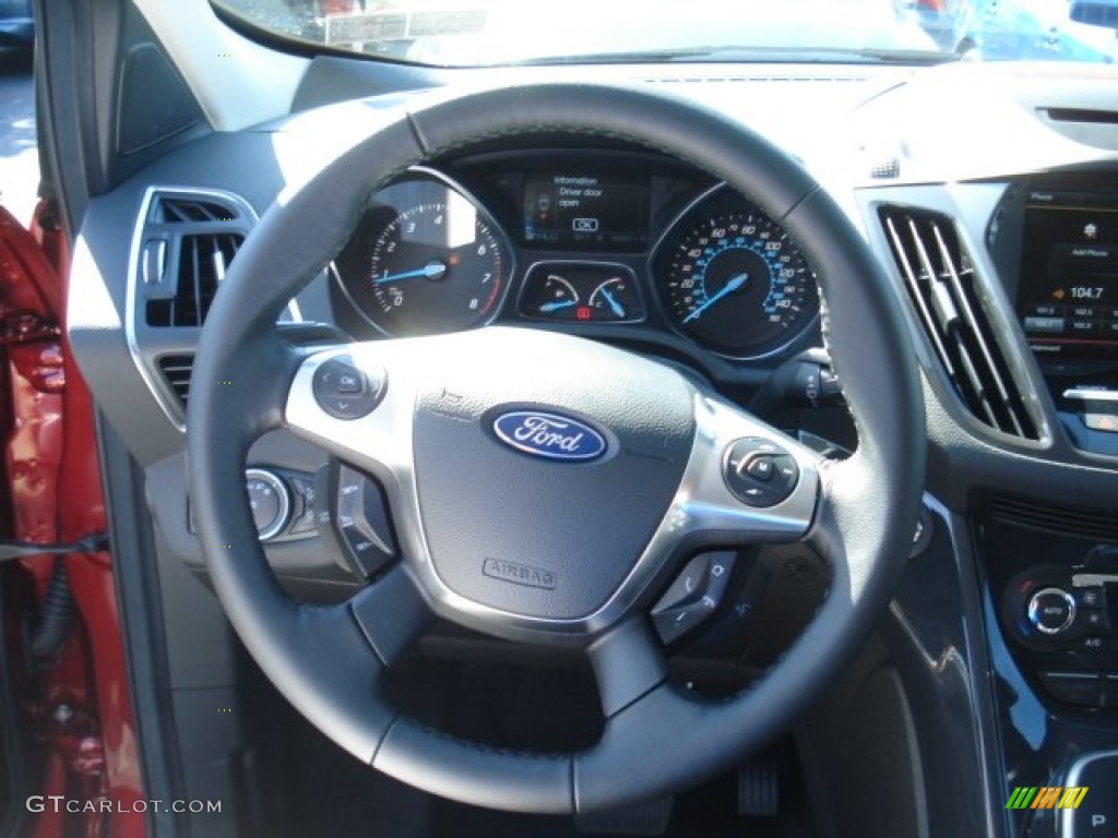 2013 Ford Escape Titanium 2.0L EcoBoost 4WD Charcoal Black Steering Wheel Photo #69146474