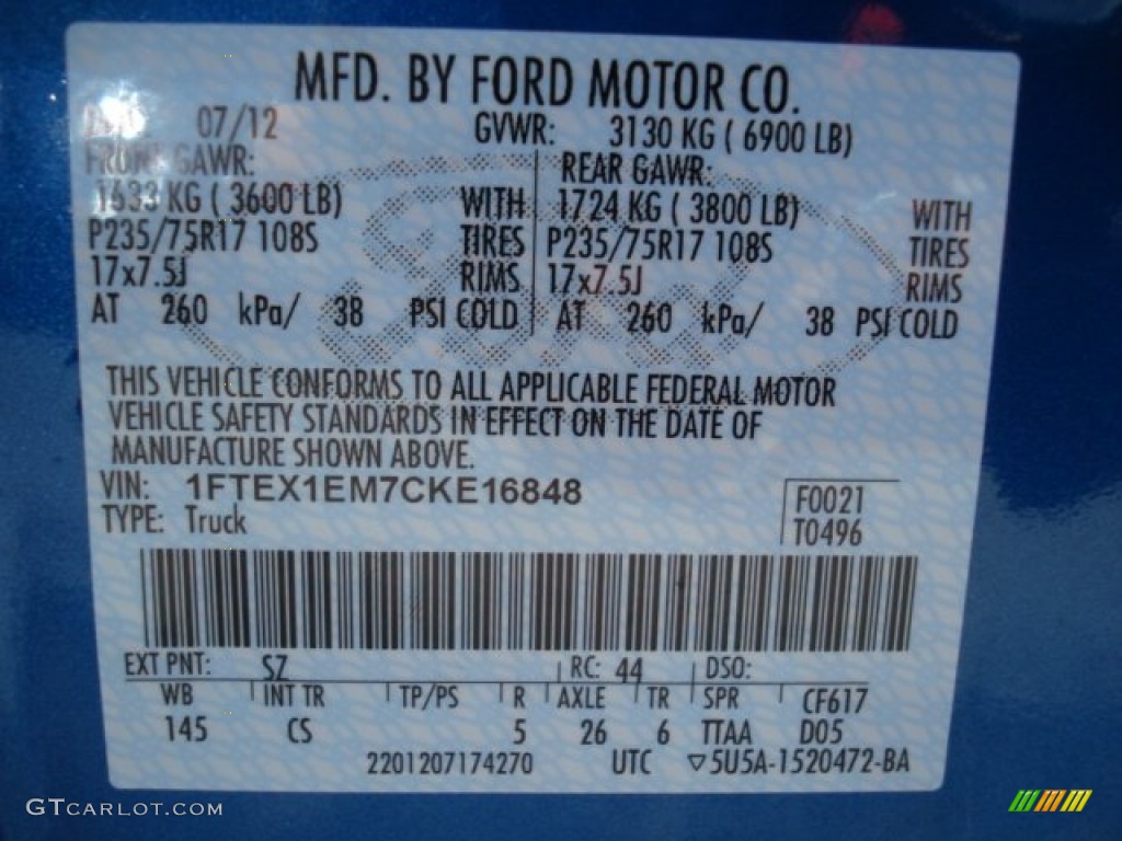 2012 F150 STX SuperCab 4x4 - Blue Flame Metallic / Steel Gray photo #15