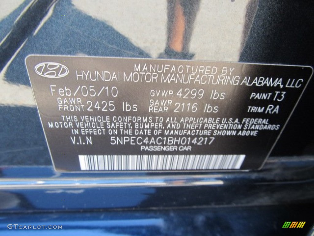 2011 Sonata Limited - Pacific Blue Pearl / Gray photo #19