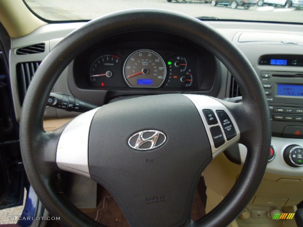 2008 Hyundai Elantra SE Sedan Beige Steering Wheel Photo #69152252