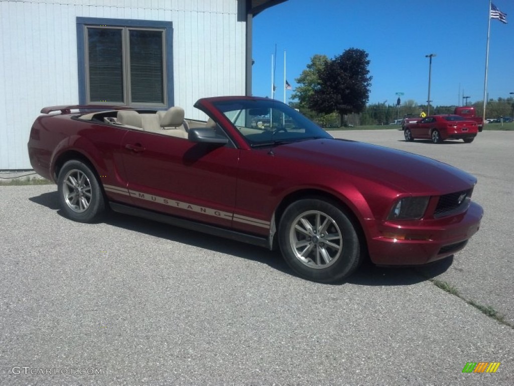 2005 Mustang V6 Deluxe Convertible - Redfire Metallic / Medium Parchment photo #1