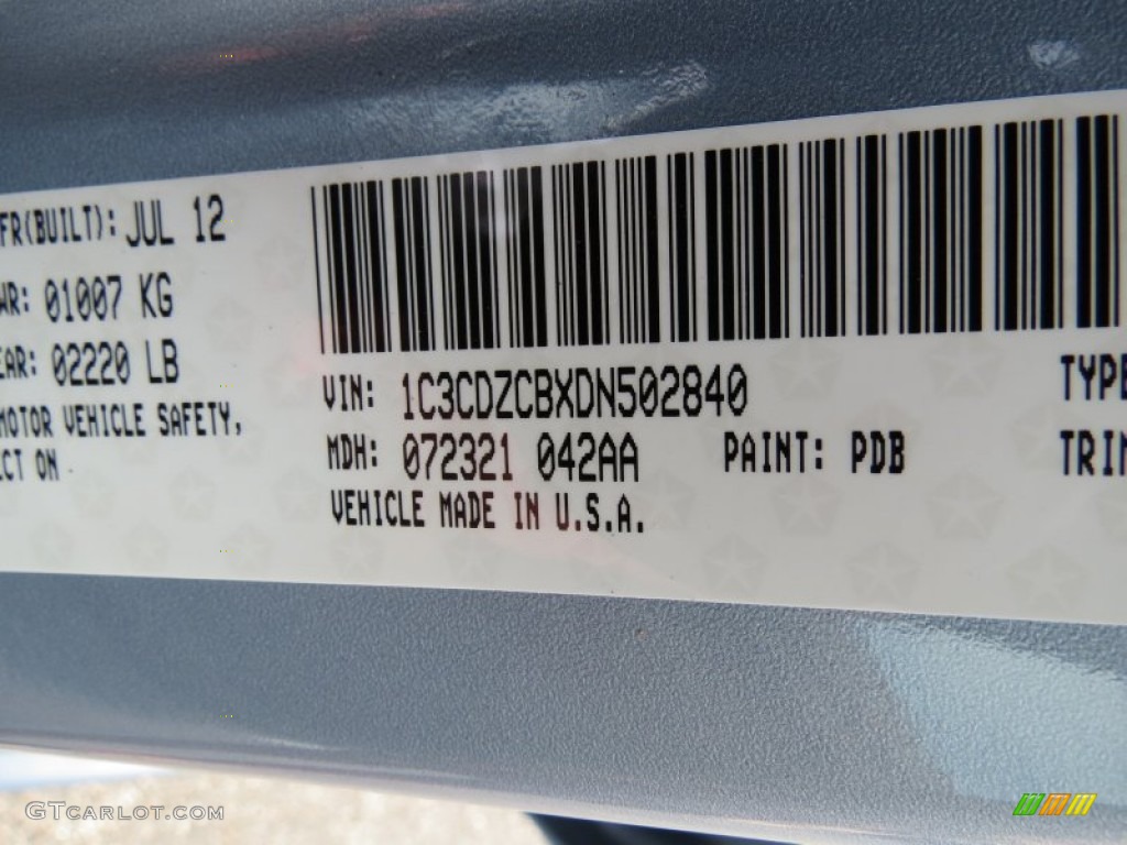 2013 Avenger Color Code PDB for Crystal Blue Pearl Photo #69160804