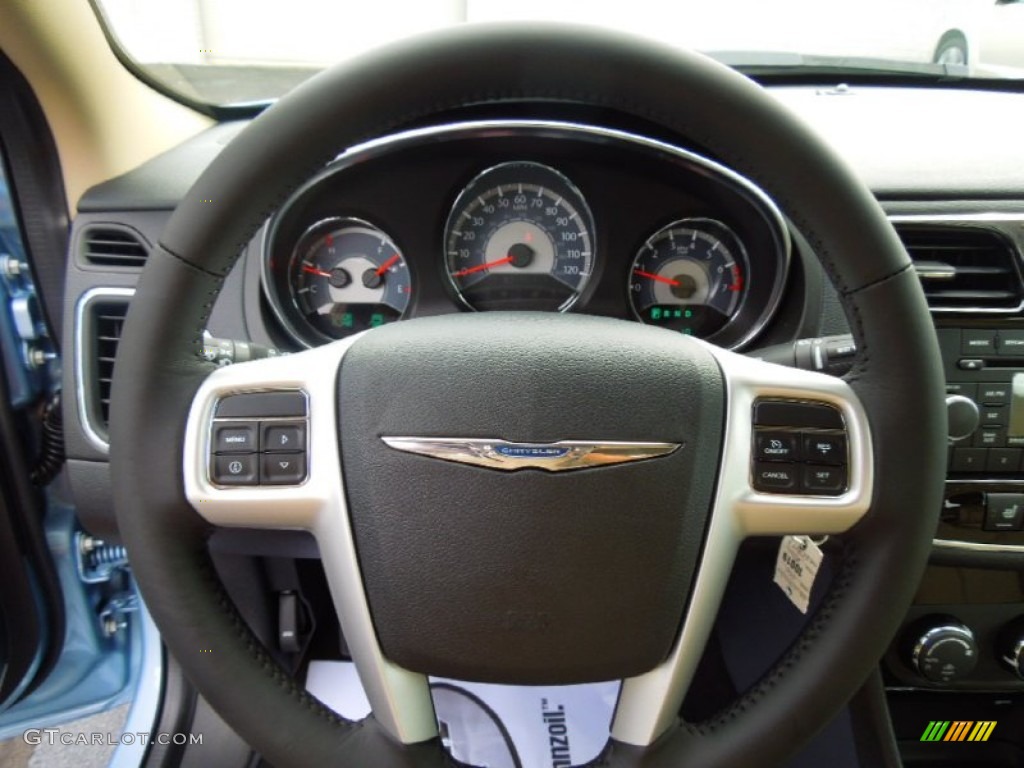 2013 Chrysler 200 Limited Sedan Black/Light Frost Beige Steering Wheel Photo #69161245